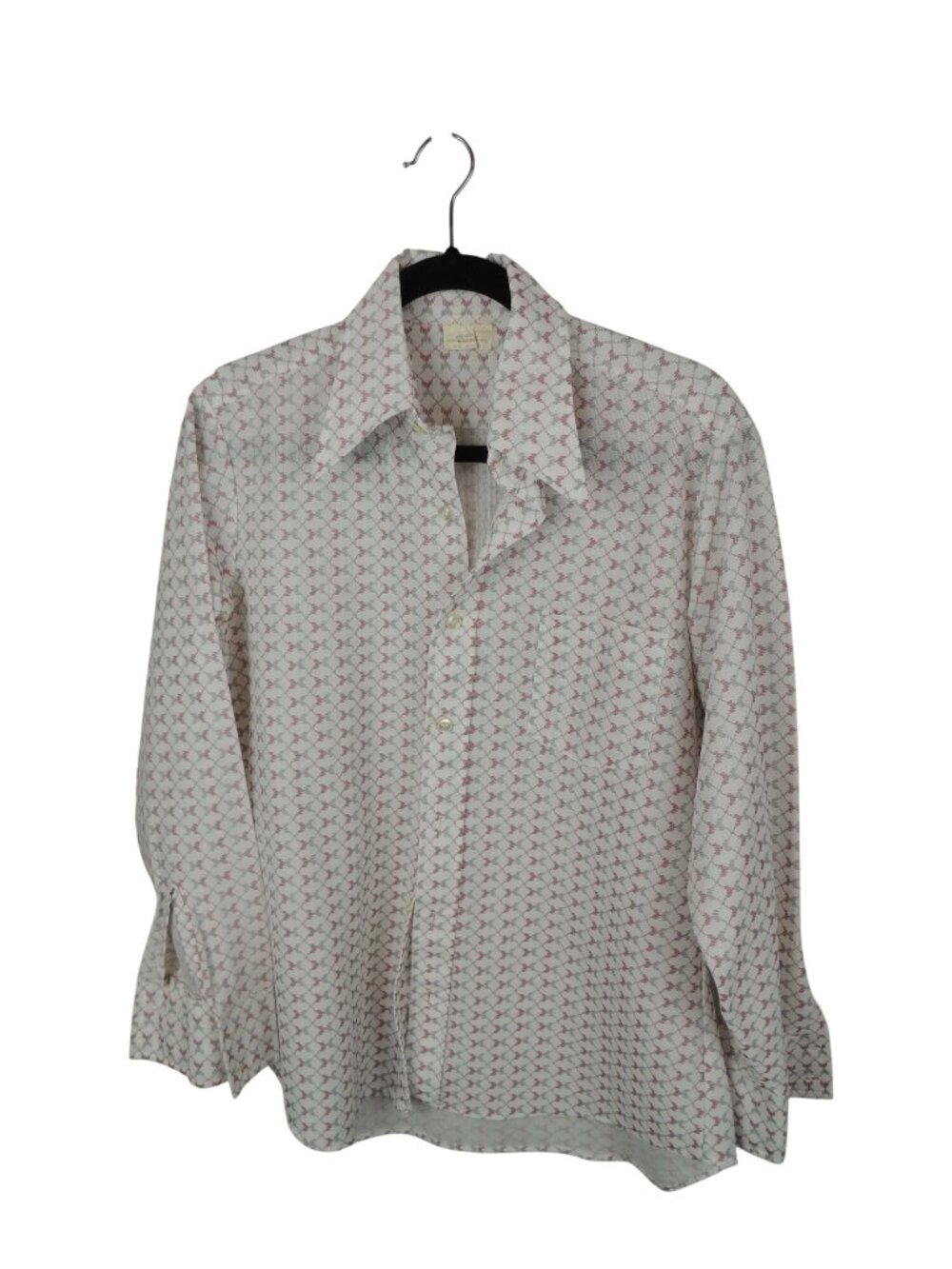 Mens Vintage polyester button down shirt size medium